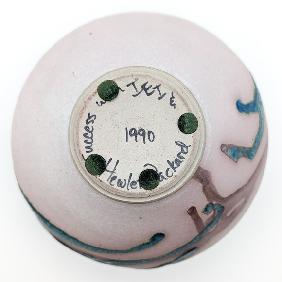 Charles Focht Tucson Southwest Pink/Blue Studio Art Pottery Gourd Vase Unsigned - Picture 11 of 11